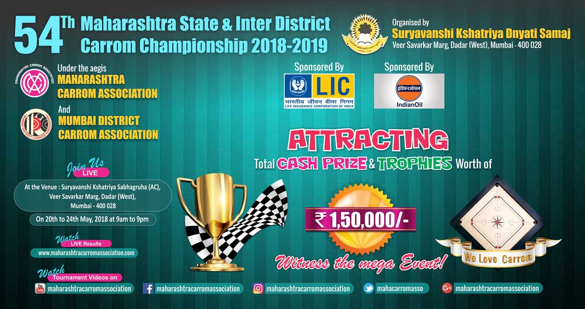 54th Maharashtra State & Inter District Carrom Championship 2018-19 