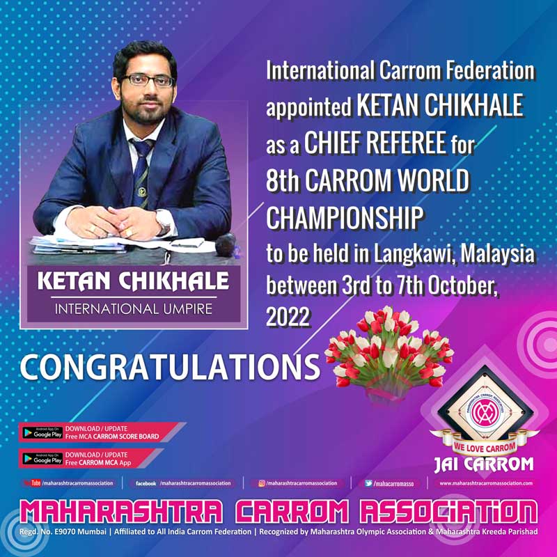 Congratulations & Best Wishes to KETAN CHIKHALE, INTERNATINAL UMPIRE