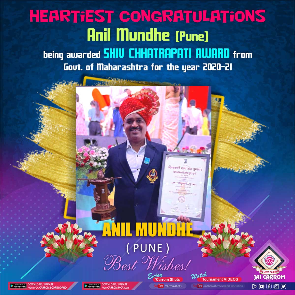 Anil Mundhe, (Pune), Shiv Chhatrapati Awardee- 2020-2021